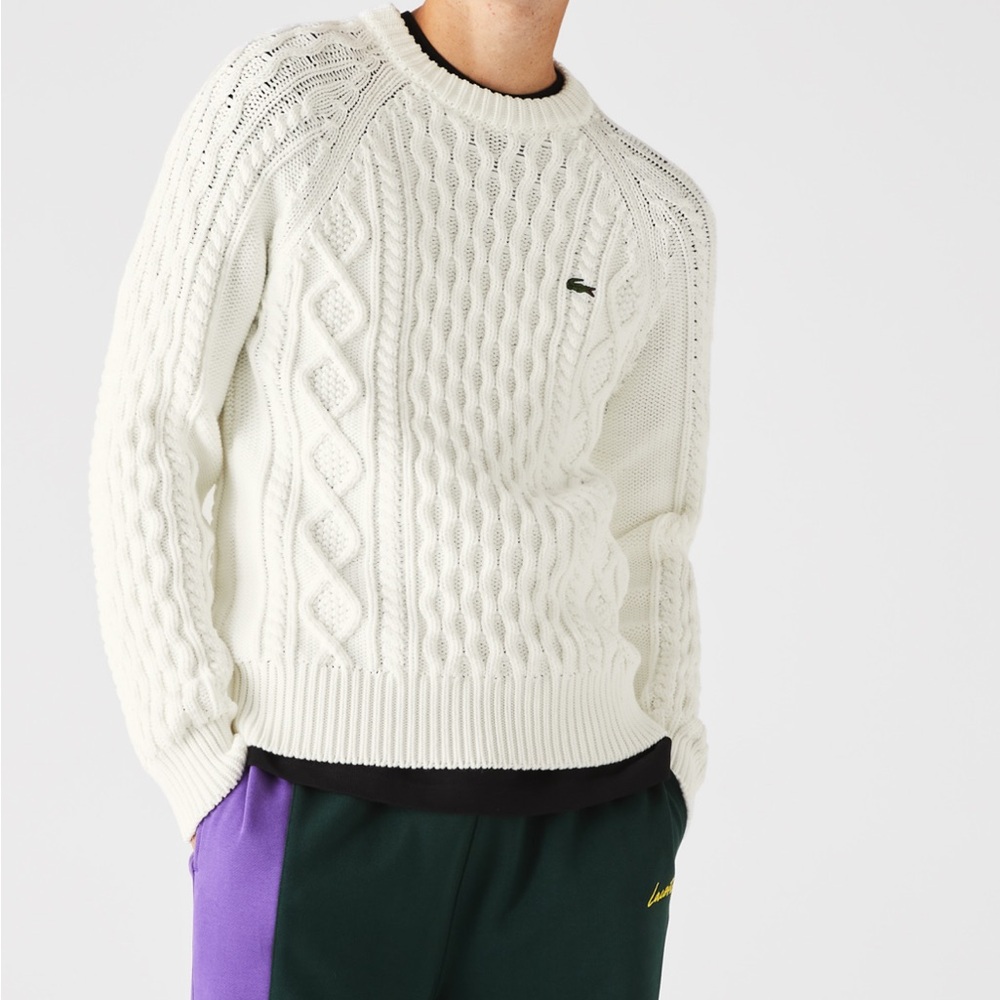 Lacoste Live!
Cable Knit Sweater 
Men’s Small (EU 2)
White/Ivory